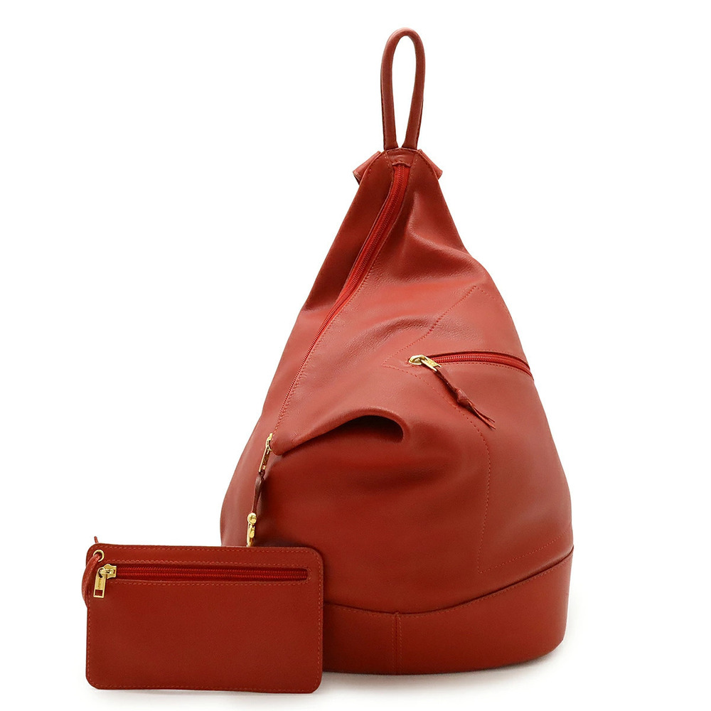 Loewe Anton Sling Backpack Calf Leather Red Pouch